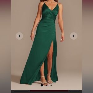 Satin emerald green dress